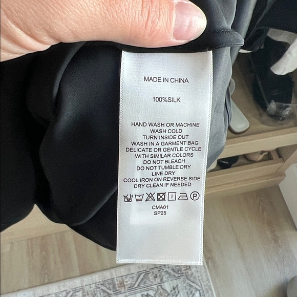 Quince 100% Washable Silk Long Sleeve Mini Dress Black Size L - Picture 5 of 8